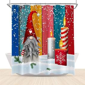 img 4 attached to 🎅 Merry Christmas Gnomes Kids Shower Curtain: Winter Holiday Cartoon Candles, Cute Elfin, and Colorful Xmas Bathroom Decor - Waterproof Polyester Fabric, 72x72 Inch