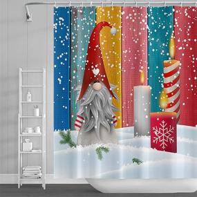 img 3 attached to 🎅 Merry Christmas Gnomes Kids Shower Curtain: Winter Holiday Cartoon Candles, Cute Elfin, and Colorful Xmas Bathroom Decor - Waterproof Polyester Fabric, 72x72 Inch
