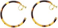 🌸 women's geometric floral mottled tortoise shell hoop earring clip logo