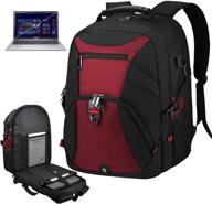 🎒 red laptop backpack 18 inch: anti theft tsa friendly, usb charging port, waterproof - ideal travel, school, gaming & college bag for men & women. fits 18.4 inch laptops. logo