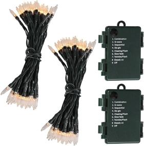 img 4 attached to Joiedomi 15.8 Ft Christmas String Lights: Battery Operated 2 Pack with 50 LED Lights for Xmas Outdoor Decorations
