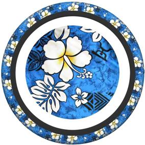 img 4 attached to Blue Hawaiian Flowers Car Steering Wheel Cover ，Accessories Steering Wheel Protector Anti-Slip Breathable，Sweat Absorption Neoprene Universal 15 Inches