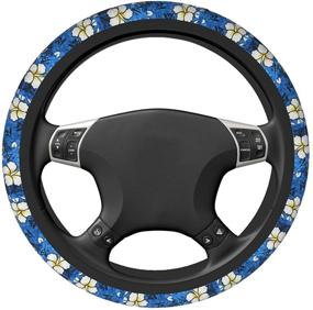 img 2 attached to Blue Hawaiian Flowers Car Steering Wheel Cover ，Accessories Steering Wheel Protector Anti-Slip Breathable，Sweat Absorption Neoprene Universal 15 Inches
