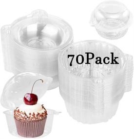 img 4 attached to 🧁 70-Pack Clear Plastic Dome Single Cupcake Holders Containers, Cupcake Holder with Individual Muffin Cases Boxes