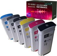 high-quality tuobo compatible ink cartridge replacement for 72 ink cartridge 130ml - compatible with designjet t1100 t1200 t1100ps t1120 sd-mfp t1120ps t2300 t610 t790 printer ect (pack of 6) logo