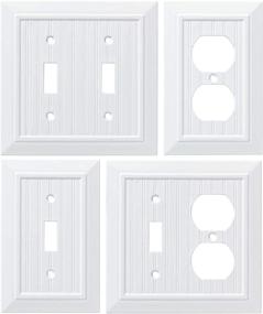 img 1 attached to 🖼️ Enhance Your Wall Decor with Franklin Brass W35272-PW-C Classic Beadboard Double Decorator Wall Plate in Pure White