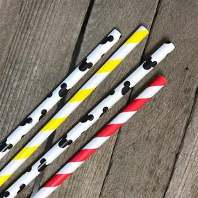 img 2 attached to 🐭 Mickey Mouse-Inspired Striped Paper Straws - Red, Black, Yellow, and White - 100 Pack - Outside the Box Papers Brand