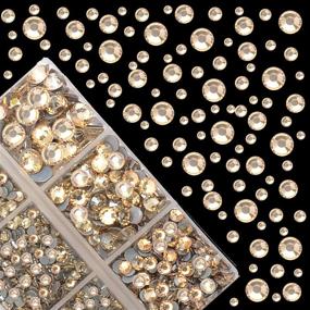 img 3 attached to ✨ Sparkle with Style: 4000Pcs Mixed Size Hot Fix Round Crystals Gems Glass Stones - Light Champagne