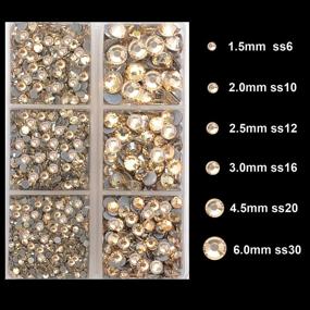 img 2 attached to ✨ Sparkle with Style: 4000Pcs Mixed Size Hot Fix Round Crystals Gems Glass Stones - Light Champagne