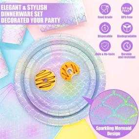 img 2 attached to 🧜 200PCS Mermaid Party Supplies - Disposable Paper Dinnerware Set for Girl’s Birthday, Baby Shower, Wedding & More