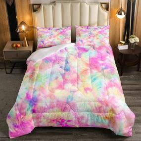 img 3 attached to 🎨 Erosebridal Kids Tie Dye Comforter Set: Bohemian Batik Twin Size Down Comforter with Trippy Tattoo Watercolor Design - Perfect for Children, Girls, Boys, and Teens' Bedroom Decor