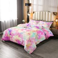 🎨 erosebridal kids tie dye comforter set: bohemian batik twin size down comforter with trippy tattoo watercolor design - perfect for children, girls, boys, and teens' bedroom decor logo