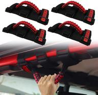 🔴 enhance your wrangler's interior with triple strap roll bar grab handles - black & red logo