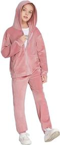 img 3 attached to Greatchy Velour Tracksuit Sweatshirt Sweatsuits Girls' Clothing and Active