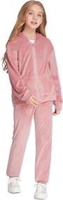 img 2 attached to Greatchy Velour Tracksuit Sweatshirt Sweatsuits Girls' Clothing and Active
