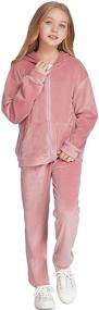 img 1 attached to Greatchy Velour Tracksuit Sweatshirt Sweatsuits Girls' Clothing and Active