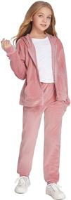 img 4 attached to Greatchy Velour Tracksuit Sweatshirt Sweatsuits Girls' Clothing and Active