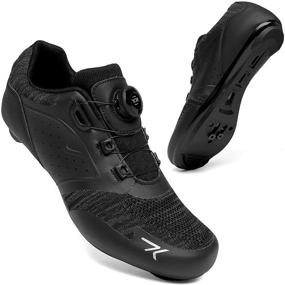 img 2 attached to Unisex Peloton Compatible Cycling Shoes: Men's & Women's Road Biking Shoes with Look Delta Cleats and SPD Clip On for Indoor Riding - Black-Black, M6.5