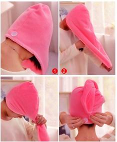 img 1 attached to 🛀 Queena Microfiber Bath Towel Wrap & Hair Turban: Adjustable Pink Spa Shower Cover-Up for Women