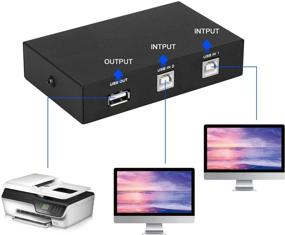 img 2 attached to 🖨️ EEEKit Printer Switch Bundle - 2 Port USB 2.0 Manual Printer Scanner Sharing Switch Hub for 2 PCs to 1 Splitter Adapter, including 2 Pack USB A to B Printer Cable