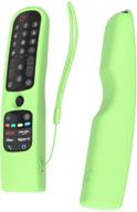 📺 sikai silicone case cover for lg an-mr21ga magic remote, shockproof protective cover for 2021 lg smart tv remote, standing design, skin-friendly, washable, anti-lost loop (glow green) logo