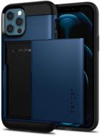 spigen slim armor cs designed for iphone 12 / designed for iphone 12 pro case (2020) - navy blue logo