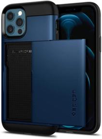 img 4 attached to Spigen Slim Armor CS Designed For IPhone 12 / Designed For IPhone 12 Pro Case (2020) - Navy Blue