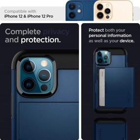 img 1 attached to Spigen Slim Armor CS Designed For IPhone 12 / Designed For IPhone 12 Pro Case (2020) - Navy Blue