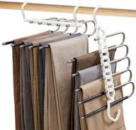 👖 qpz 5-layer non-slip trouser rack - space-saving stainless steel hangers for pants, jeans, skirts, towels, scarves (black, set of 2) логотип