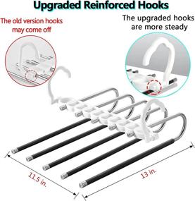 img 2 attached to 👖 QPZ 5-Layer Non-Slip Trouser Rack - Space-Saving Stainless Steel Hangers for Pants, Jeans, Skirts, Towels, Scarves (Black, Set of 2)