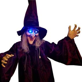 img 1 attached to 👻 Spookify your space with SUPERJARE 72 Inch Hanging Light-up Eyes Talking Witch: A Must-Have for Halloween Indoor and Outdoor Decorations, Sound Induction Included!