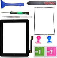 📱 prokit adhesive black ipad 3 digitizer touch screen front glass assembly - complete with home button, camera holder, frame bezel, preinstalled adhesive, cleaning kit, and slypry premium tool kit logo