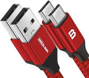 img 4 attached to Андроид микро USB кабель, BrexLink 2-пакет (6,6 FT) нейлоновый оплетенный быстрозарядный кабель - совместим с Samsung, Kindle, Андроид телефонами, Galaxy S7 Edge, Moto G5, PS4 (красный)