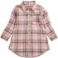 👚 flannel little sleeve button top for girls, 12-18m - girls' clothing in tops, tees & blouses with improved seo logo