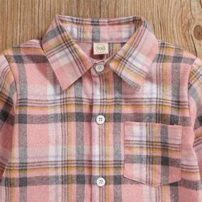 img 2 attached to 👚 Flannel Little Sleeve Button Top for Girls, 12-18M - Girls' Clothing in Tops, Tees & Blouses with Improved SEO