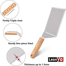 img 2 attached to 🍳 Leonyo Griddle Accessories Tool Set of 21, Heavy Duty Metal Spatula for Cast Iron Flat Top Teppanyaki Cooking, including Smashed Hamburger Turner, Basting Dome, Carrying Bag - Ideal Grilling Gift