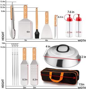 img 1 attached to 🍳 Leonyo Griddle Accessories Tool Set of 21, Heavy Duty Metal Spatula for Cast Iron Flat Top Teppanyaki Cooking, including Smashed Hamburger Turner, Basting Dome, Carrying Bag - Ideal Grilling Gift