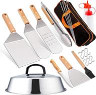 🍳 leonyo griddle accessories tool set of 21, heavy duty metal spatula for cast iron flat top teppanyaki cooking, including smashed hamburger turner, basting dome, carrying bag - ideal grilling gift logo