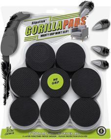 img 4 attached to 🦍 GorillaPads Non Slip Furniture Pads/Floor Grippers (Set of 16 Grips) 2 Inch Round Black Floor Protectors for Furniture, CB144-16