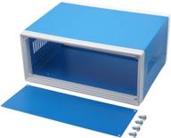 💡 zulkit diy electric enclosure case - blue metal rectangle project box preventive case electrical box 9.8 x 7.5 x 4.3 inch logo