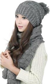 img 3 attached to 🧣 Fashionable Winter Warm Knitted Hat and Scarf Set for Women and Girls