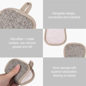 img 1 attached to 🧽 Reusable 6 Pack Kitchen Scrub Sponges - Non-Scratch Microfiber Sponge Heavy Duty Scouring Pad for Kitchen Cleaning - Versatile Household Washing Tool (3 Colors)