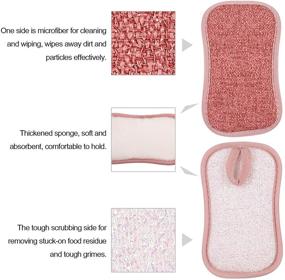 img 2 attached to 🧽 Reusable 6 Pack Kitchen Scrub Sponges - Non-Scratch Microfiber Sponge Heavy Duty Scouring Pad for Kitchen Cleaning - Versatile Household Washing Tool (3 Colors)