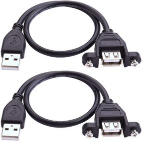 img 2 attached to iGreely 2Pack 1Ft/30cm USB Extension Cable - Panel-Mount Type A Male to Type A Female