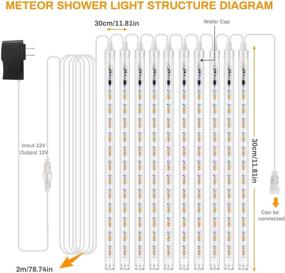 img 2 attached to Jhua LED Meteor Shower Lights Outdoor Seasonal Decor