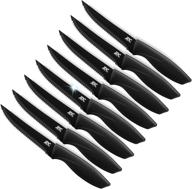 🍴 ldc steak knives set of 8 - black stainless steel dinner knife set - ultra-sharp, rust resistant, non-stick – dishwasher safe – serrated edge steak knives logo