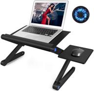 🖥️ miggoing adjustable laptop table - portable laptop workstation, ergonomic lap desk stand, notebook reading holder - black logo
