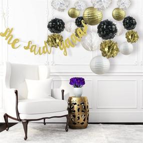 img 1 attached to 🎉 New Year Party Decorations - Black, White, and Gold Tissue Paper Pom Poms and Paper Lanterns. Perfect for Great Gatsby Decor, New Year's Eve Party, Birthdays, and Bridal Showers