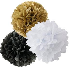 img 3 attached to 🎉 New Year Party Decorations - Black, White, and Gold Tissue Paper Pom Poms and Paper Lanterns. Perfect for Great Gatsby Decor, New Year's Eve Party, Birthdays, and Bridal Showers