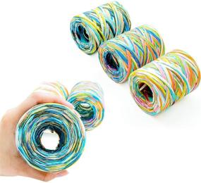 img 1 attached to 🎨 Colorful Raffia Ribbon: 3 Rolls of 6-Ply Colored Paper String, 80 M/262 Feet Each - Perfect for Festival Gifts, DIY Decoration, and Craft Projects